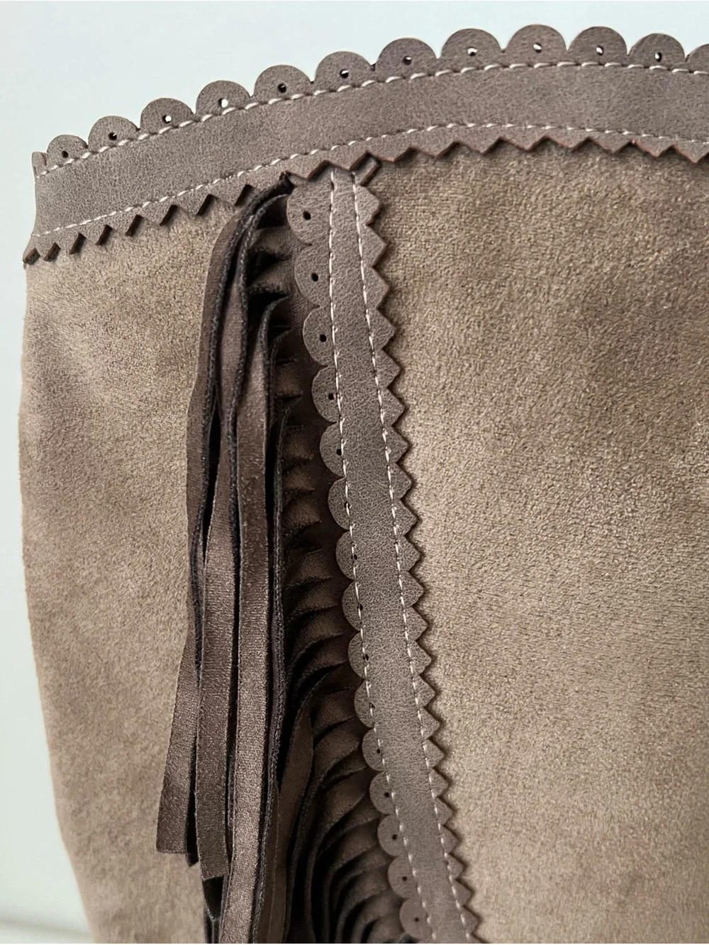 VERY G-Brown Fringe Suede Knee-High Boots - Women's